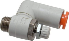 SMC PNEUMATICS - 1/4" Tube OD x 1/8" Male NPT Flow Control Offset Inline Valve - Meter Out - Exact Industrial Supply