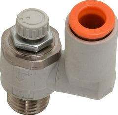 SMC PNEUMATICS - 5/16" Tube OD x 1/4" Male NPT Flow Control Offset Inline Valve - Meter Out - Exact Industrial Supply
