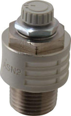 SMC PNEUMATICS - 1/2" Male NPT Metering Valve With Silencer - 24.5mm squared Orifice & 24 dB Noise Reduction Rate - Exact Industrial Supply