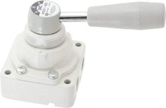 SMC PNEUMATICS - 1/4" NPT Rotary Hand Air Valve - 3 Position, 0.4 CV Rate, 150 Max psi & 140°F Max Temp - Exact Industrial Supply