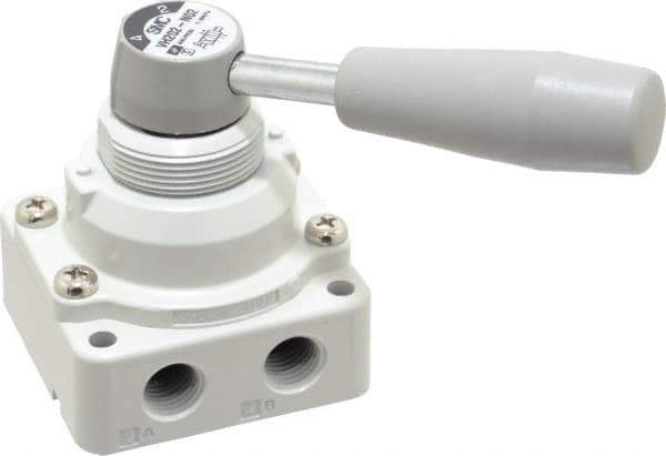 SMC PNEUMATICS - 1/4" NPT Rotary Hand Air Valve - 2 Position, 0.4 CV Rate, 150 Max psi & 140°F Max Temp - Exact Industrial Supply