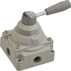 SMC PNEUMATICS - 1/2" NPT Rotary Hand Air Valve - 2 Position, 3.1 CV Rate, 150 Max psi & 140°F Max Temp - Exact Industrial Supply