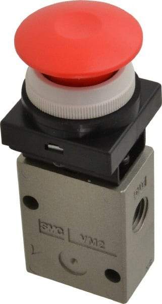 SMC PNEUMATICS - 1.00 CV Rate, 1/4" NPT Inlet Mechanical Valve - 2 Way, 2 Ports - Exact Industrial Supply