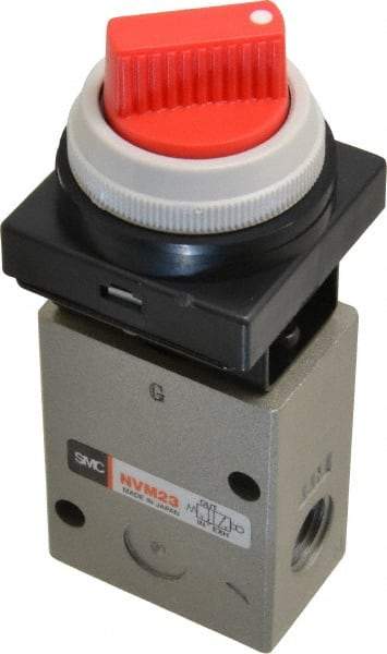 SMC PNEUMATICS - 1.00 CV Rate, 1/4" NPT Inlet Mechanical Valve - 3 Way, 2 Ports - Exact Industrial Supply