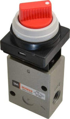 SMC PNEUMATICS - 1.00 CV Rate, 1/4" NPT Inlet Mechanical Valve - 3 Way, 2 Ports - Exact Industrial Supply