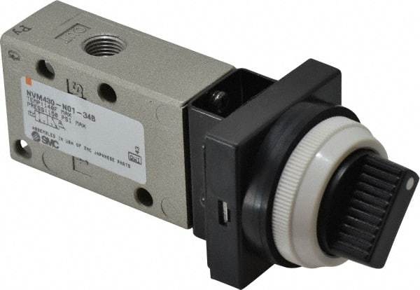 SMC PNEUMATICS - 0.38 CV Rate, 1/4" NPT Inlet Mechanical Valve - 3 Way, 3 Ports - Exact Industrial Supply