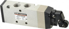 SMC PNEUMATICS - 1.00 CV Rate, 1/4" NPT Inlet Mechanical Valve - 4 Way, 5 Ports, Roller Lever - Exact Industrial Supply