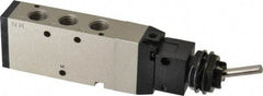 SMC PNEUMATICS - 1.00 CV Rate, 1/4" NPT Inlet Mechanical Valve - 4 Way, 5 Ports, Toggle Lever - Exact Industrial Supply