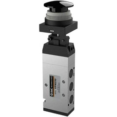 SMC PNEUMATICS - 1.00 CV Rate, 1/4" NPT Inlet Mechanical Valve - 4 Way, 5 Ports, Push Button Mushroom - Exact Industrial Supply