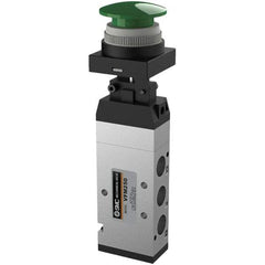 SMC PNEUMATICS - 1.00 CV Rate, 1/4" NPT Inlet Mechanical Valve - 4 Way, 5 Ports, Push Button Mushroom - Exact Industrial Supply