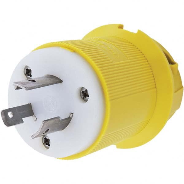 Locking Inlet: Plug, Marine, L5-20P, 125V, Yellow Grounding, 20A, Nylon, 3 Poles, 3 Wire