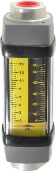 Hedland - 1/2" NPTF Port Oil & Petroleum-Based Liquid Flowmeter - 3000 Max psi, 1 to 15 GPM, Anodized Aluminum - Exact Industrial Supply