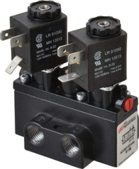 ARO/Ingersoll-Rand - 1/4" Inlet x 1/4" Outlet, Solenoid Actuator, Solenoid Return, 2 Position, Body Ported Solenoid Air Valve - 120 VAC Input, 54 CFM, 1.5 CV, 4 Way, 150 psi, 3-31/32" Long x 1-15/16" Wide x 3-1/4" High, 0 to 180°F - Exact Industrial Supply