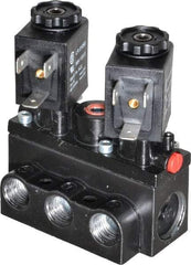 ARO/Ingersoll-Rand - 1/4" Inlet x 1/4" Outlet, Solenoid Actuator, Solenoid Return, 3 Position, Body Ported Solenoid Air Valve - 24 VDC Input, 32 CFM, 0.9 CV, 4 Way, 150 psi, 2-15/16" Long x 1-15/16" Wide x 1-13/16" High, 0 to 180°F - Exact Industrial Supply