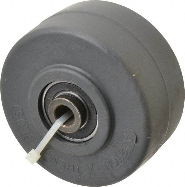 Albion - 4 Inch Diameter x 2 Inch Wide, Polyurethane Caster Wheel - 1,400 Lb. Capacity, 2-7/16 Inch Hub Length, 1/2 Inch Axle Diameter, Precision Ball Bearing - Exact Industrial Supply