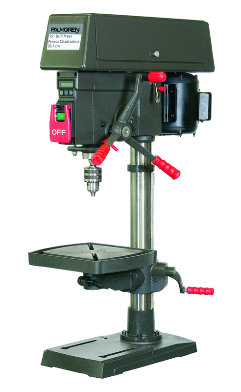 13" HD Bench Model Drill Press; Step Pulley; 16 Speed; 1/3HP 120V Motor; 123lbs. - Exact Industrial Supply