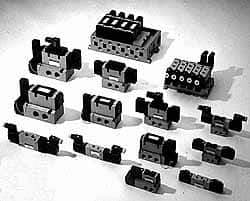 SMC PNEUMATICS - 0.8 CV Flow Rate Pilot Operated Solenoid Valve - 1/4" Inlet, Double Check Spacer Manifold Option - Exact Industrial Supply