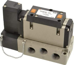 SMC PNEUMATICS - 2 CV Flow Rate, Single Solenoid Pilot Operated Valve - 5 Port, 2 Position, Spring Return, 3/8" NPT Inlet, 110 V - Exact Industrial Supply