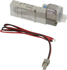 SMC PNEUMATICS - 0.3 CV Flow Rate, Single Solenoid Pilot Operated Valve - 5 Port, 2 Position, Spring Return, 1/4" Push to Connect Inlet, 24 V - Exact Industrial Supply