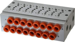 SMC PNEUMATICS - 0.3 CV Flow Rate, 8 Station Pilot Operated Solenoid Valve - 1/4" Push to Connect Inlet, Bar Manifold Base Mounted - Exact Industrial Supply