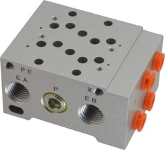 SMC PNEUMATICS - 0.7 CV Flow Rate, 2 Station Pilot Operated Solenoid Valve - 1/4" Push to Connect Inlet, Bar Manifold Base Mounted - Exact Industrial Supply
