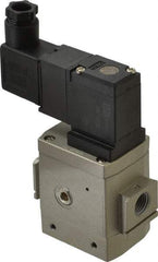 SMC PNEUMATICS - 1/4" Female NPT x 1/8" Gage Port Soft Start-Up Valve - 24V, DC Input, DIN Electrical Entry & 30 to 150 psi - Exact Industrial Supply