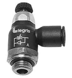 Legris - 5/32" Tube OD x 1/8 Male NPT Compact Meter Out Flow Control Valve - 14.5 to 145 psi, Nylon - Exact Industrial Supply