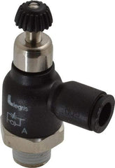 Legris - 1/4" Tube OD x 1/8 Male NPT Compact Meter Out Flow Control Valve - 14.5 to 145 psi, Nylon - Exact Industrial Supply