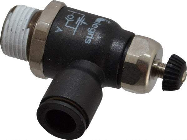 Legris - 3/8" Tube OD x 3/8 Male NPT Compact Meter Out Flow Control Valve - 14.5 to 145 psi, Nylon - Exact Industrial Supply
