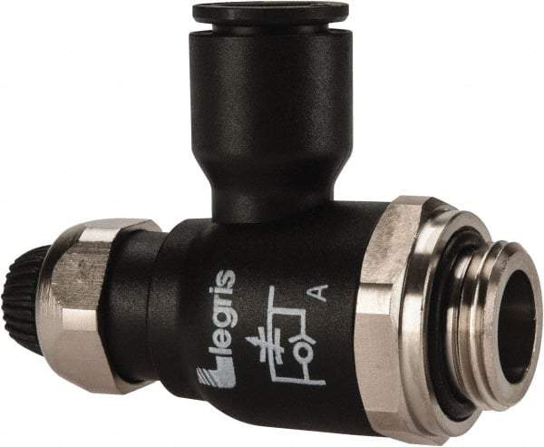 Legris - 10mm Tube OD x 3/8 Male BSPP Compact Meter Out Flow Control Valve - 14.5 to 145 psi, Nylon - Exact Industrial Supply