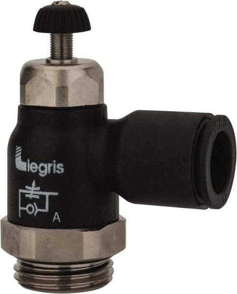 Legris - 12mm Tube OD x 1/2 Male BSPP Compact Meter Out Flow Control Valve - 14.5 to 145 psi, Nylon - Exact Industrial Supply