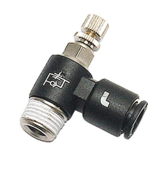 Legris - 8mm Tube OD x 3/8" BSPP Miniature Flow Control Regulator - 0 to 145 psi & Nylon Material - Exact Industrial Supply