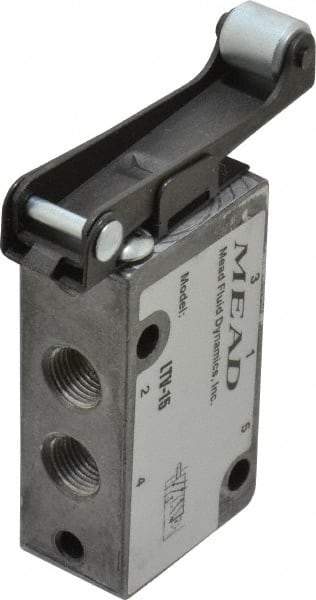 Mead - 4 Way Control Light Touch Valve - 1/8" NPT Inlet, Roller Leaf - Exact Industrial Supply
