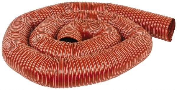 Hi-Tech Duravent - 4" ID, 7 Hg Vac Rating, 13 psi, Fiberglass Vacuum & Duct Hose - 12' Long, Brick Red, 2" Bend Radius, -65 to 450°F (Intermittent to 500) - Exact Industrial Supply