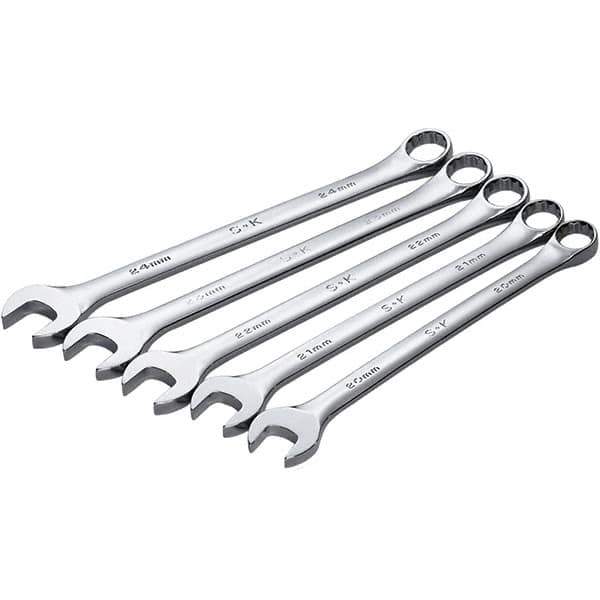 SK - 5 Piece, Combination Wrench Set - Metric System of Measurement, Chrome Finish - Exact Industrial Supply