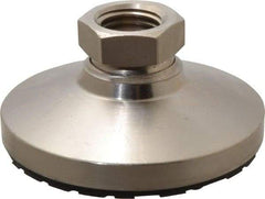 Gibraltar - 15000 Lb Capacity, 1-8 Thread, 1-7/8" OAL, Steel Stud, Tapped Pivotal Socket Mount Leveling Pad - 4" Base Diam, Steel Pad, 1-3/8" Hex - Exact Industrial Supply
