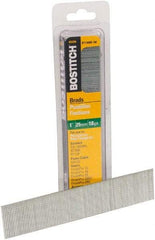 Stanley Bostitch - 18 Gauge 0.05" Shank Diam 1" Long Brad Nails for Power Nailers - Steel, Bright Finish, Ring Shank, Straight Stick Adhesive Collation, Brad Head, Chisel Point - Exact Industrial Supply