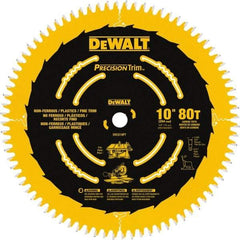 DeWALT - 10" Diam, 5/8" Arbor Hole Diam, 80 Tooth Wet & Dry Cut Saw Blade - Carbide-Tipped, Crosscut Action, Standard Round Arbor - Exact Industrial Supply