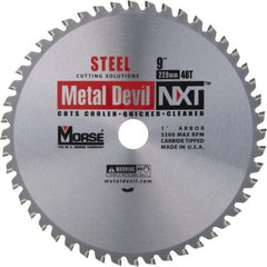 M.K. MORSE - 9" Diam, 1" Arbor Hole Diam, 48 Tooth Wet & Dry Cut Saw Blade - Steel, Standard Round Arbor - Exact Industrial Supply