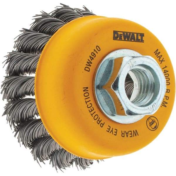 DeWALT - 5/8-11 Threaded Arbor, Cup Brush - 0.02 Wire Diam - Exact Industrial Supply