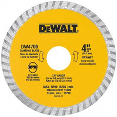 DeWALT - 8" Diam, 5/8" Arbor Hole Diam, Wet & Dry Cut Saw Blade - Diamond-Tipped, Standard Round Arbor - Exact Industrial Supply