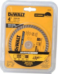 DeWALT - 4" Diam, 7/8" Arbor Hole Diam, Wet & Dry Cut Saw Blade - Diamond-Tipped, Standard Round Arbor - Exact Industrial Supply