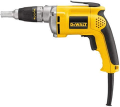 DeWALT - Pistol Grip Handle, 4,000 RPM, 81 In/Lb Torque, Electric Screwdriver - 1/4" Bit Holder, 120 Volts, 6.3 Amps - Exact Industrial Supply