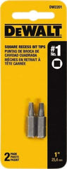 DeWALT - 1/4" Drive, #1 Square Recess Screwdriver Bit - 1" OAL - Exact Industrial Supply