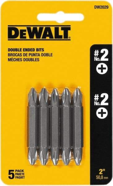 DeWALT - #2, Reversible Phillips Screwdriver Pack Standard Bit - 1/4" Drive, 2" OAL - Exact Industrial Supply