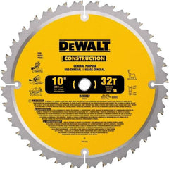 DeWALT - 10" Diam, 5/8" Arbor Hole Diam, 32 Tooth Wet & Dry Cut Saw Blade - Carbide-Tipped, General Purpose Action, Standard Round Arbor - Exact Industrial Supply