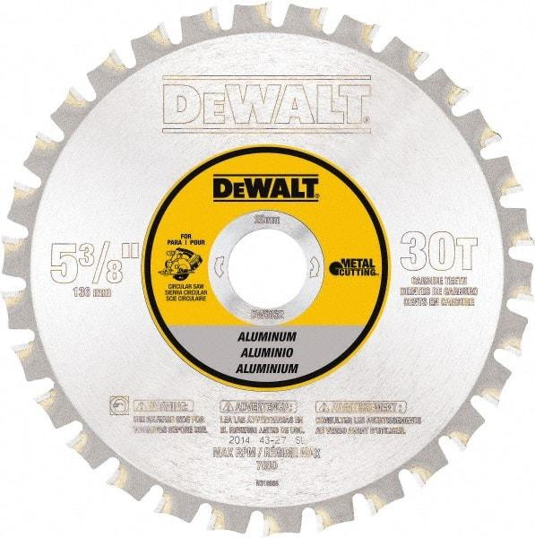 DeWALT - 5-3/8" Diam, 30 Tooth Wet & Dry Cut Saw Blade - Steel, Standard Round Arbor - Exact Industrial Supply