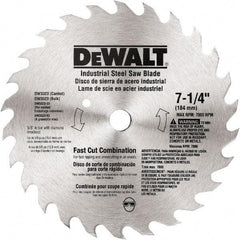 DeWALT - 7-1/4" Diam, 20 Tooth Wet & Dry Cut Saw Blade - Steel, Standard Round Arbor - Exact Industrial Supply