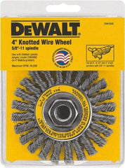 DeWALT - 4" OD, 5/8" Arbor Hole, Knotted Steel Wheel Brush - 4" Face Width, 1" Trim Length - Exact Industrial Supply