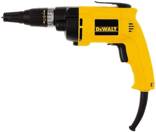 DeWALT - Pistol Grip Handle, 2,500 RPM, 132 In/Lb Torque, Electric Screwdriver - 1/4" Bit Holder, 120 Volts, 6.20 Amps - Exact Industrial Supply